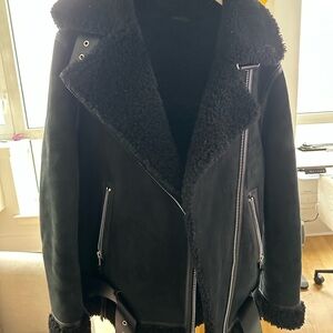 All Saints Black Shearling Jacket